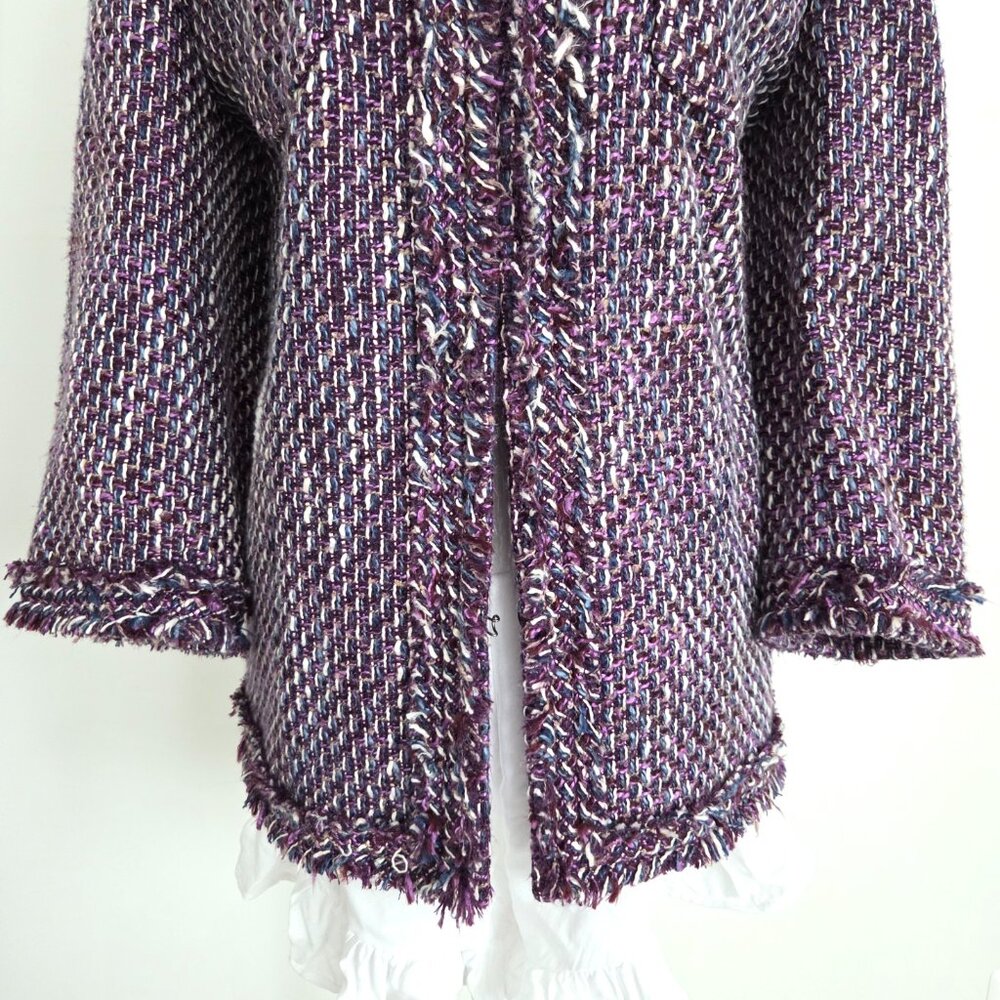 Vintage Purple Tweed Jacket Sz 12 Multicolor Y2K Alfred Dunner Old‎ Money Preppy - Picture 4 of 16
